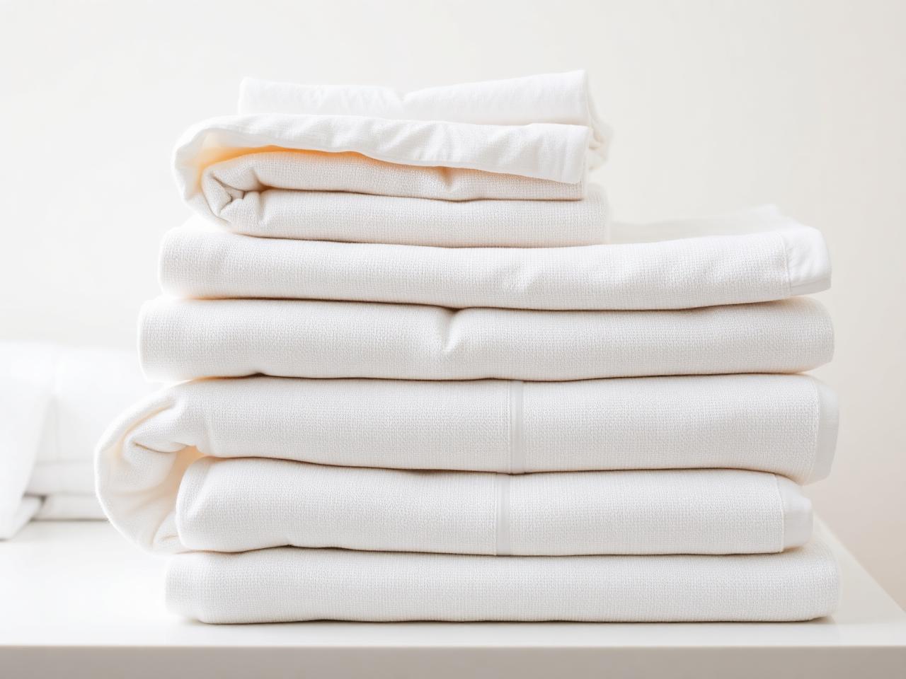 Folded linens prepared for vacation home